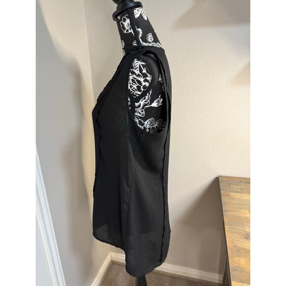 Anthropologie Maeve Sleeveless Blouse Top Black Cut Out Neck Size S - Picture 4 of 6